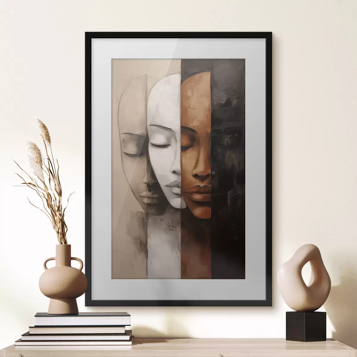 Poster Portrait abstrait avec visages f45003