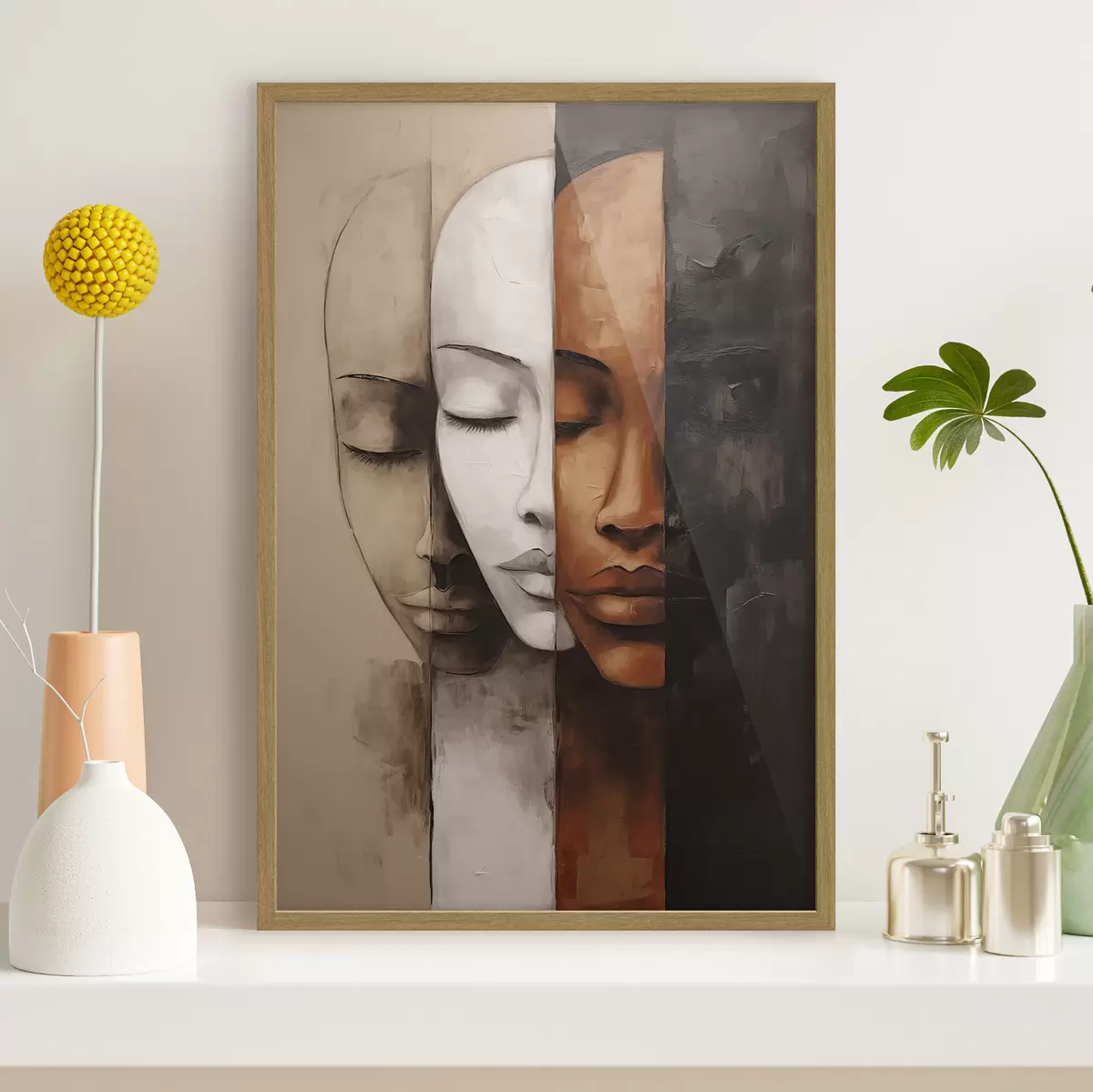 Poster Portrait abstrait avec visages f45003