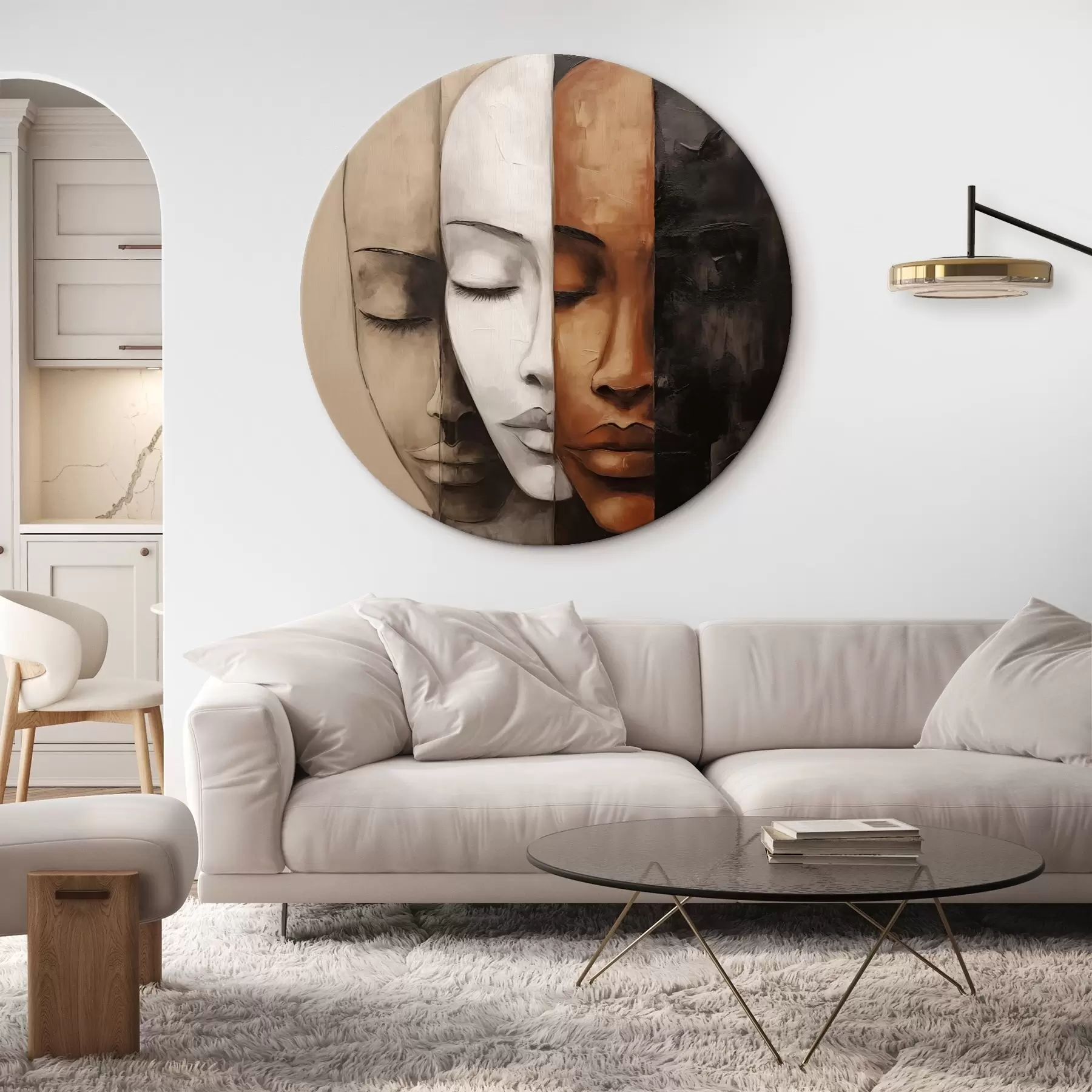 Tableau Portrait abstrait avec visages r45003