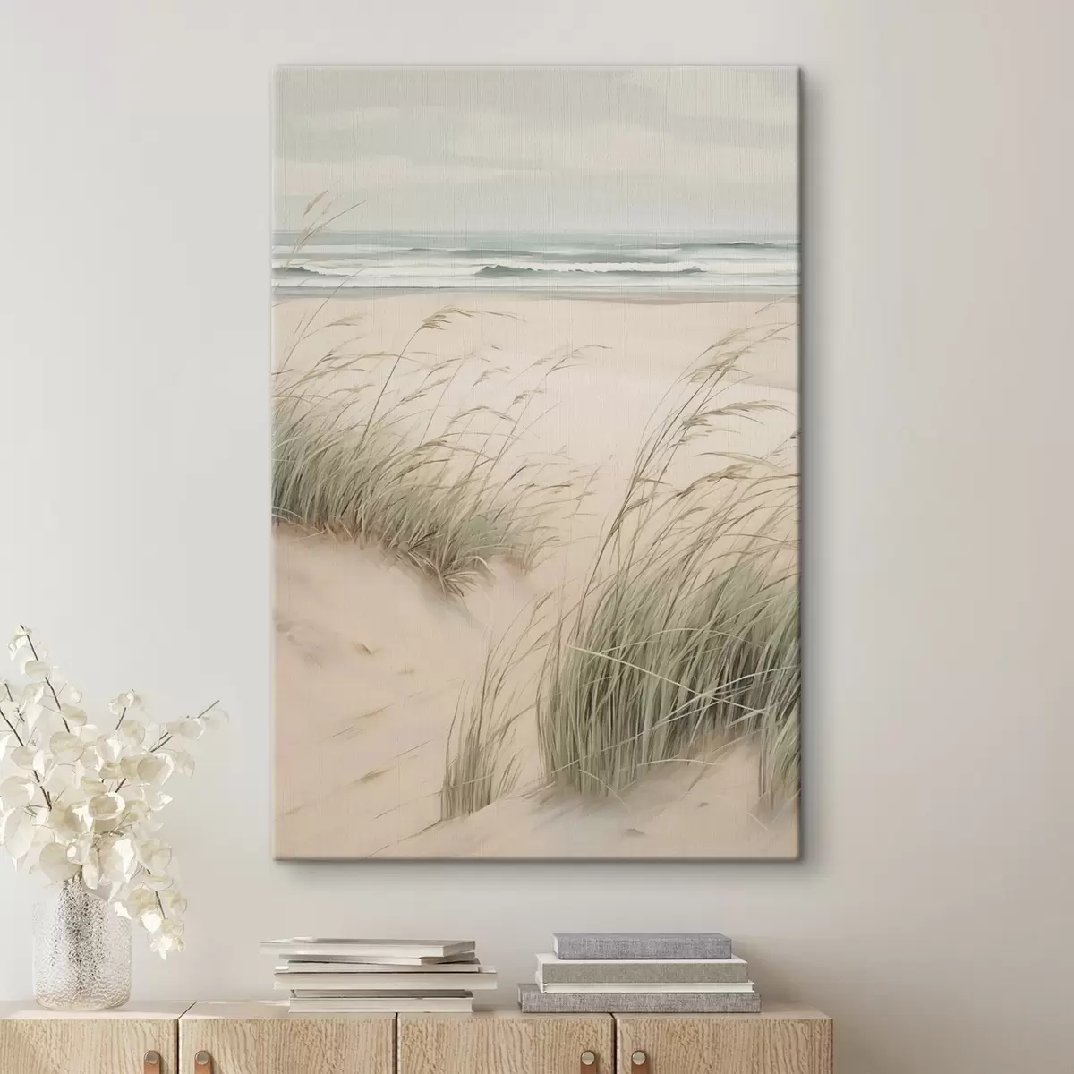 Tableau L'herbe dans le sable au bord de la mer s45019