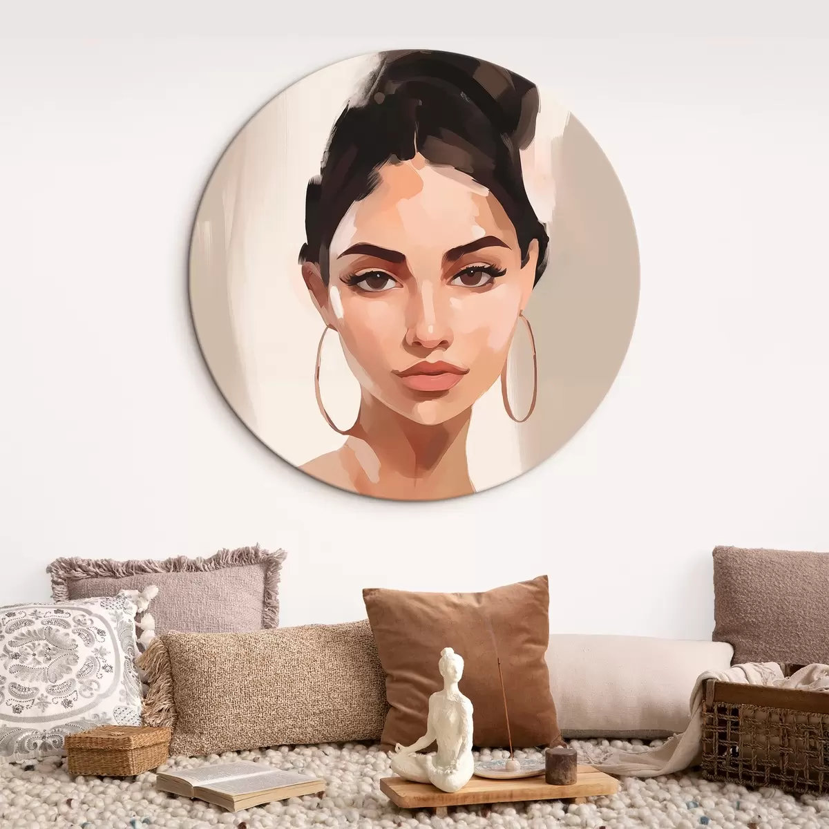 Tableaux rondes Portrait d'une jeune fille imitation peinture r45014