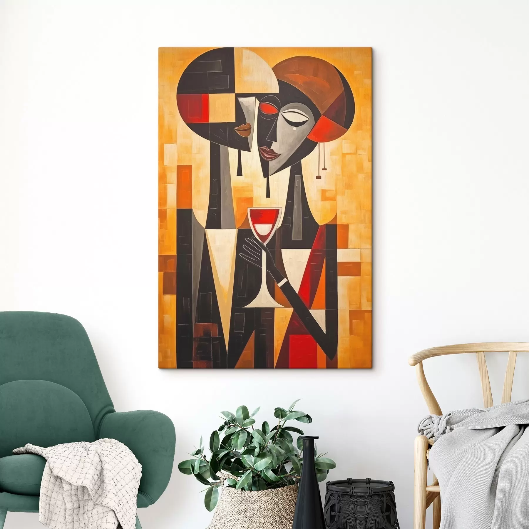 Tableau Deux avec verre cubiste s45085