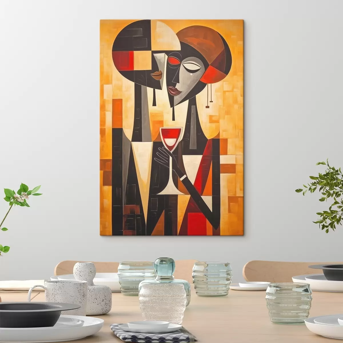 Tableau Deux avec verre cubiste s45085