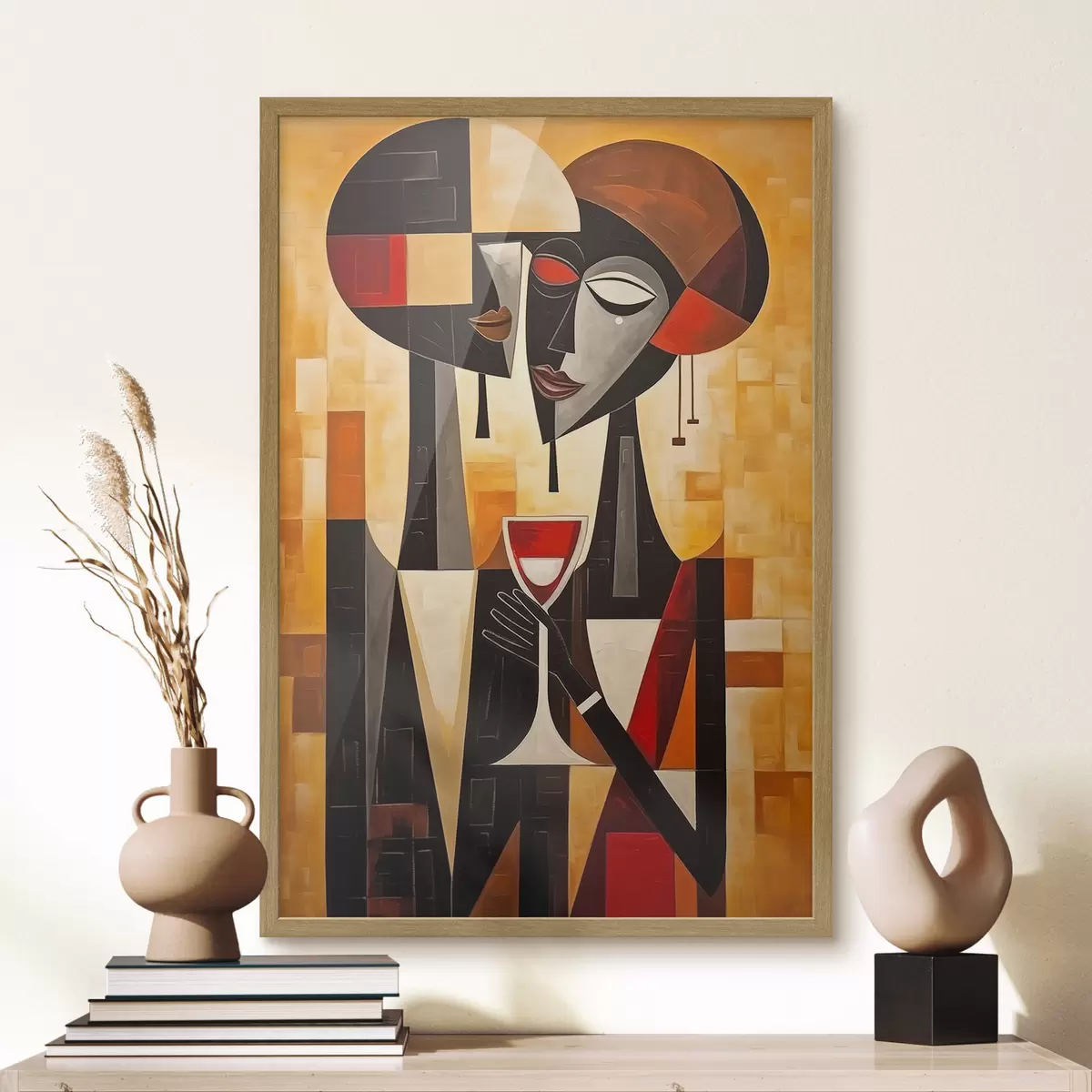Poster Deux avec verre cubiste f45085
