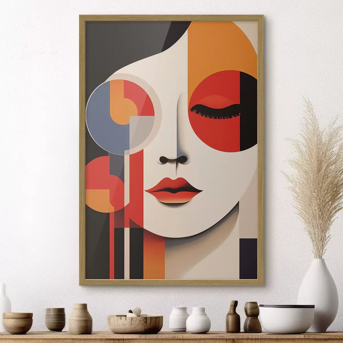 Poster Visage abstrait dans des formes géométriques f45086