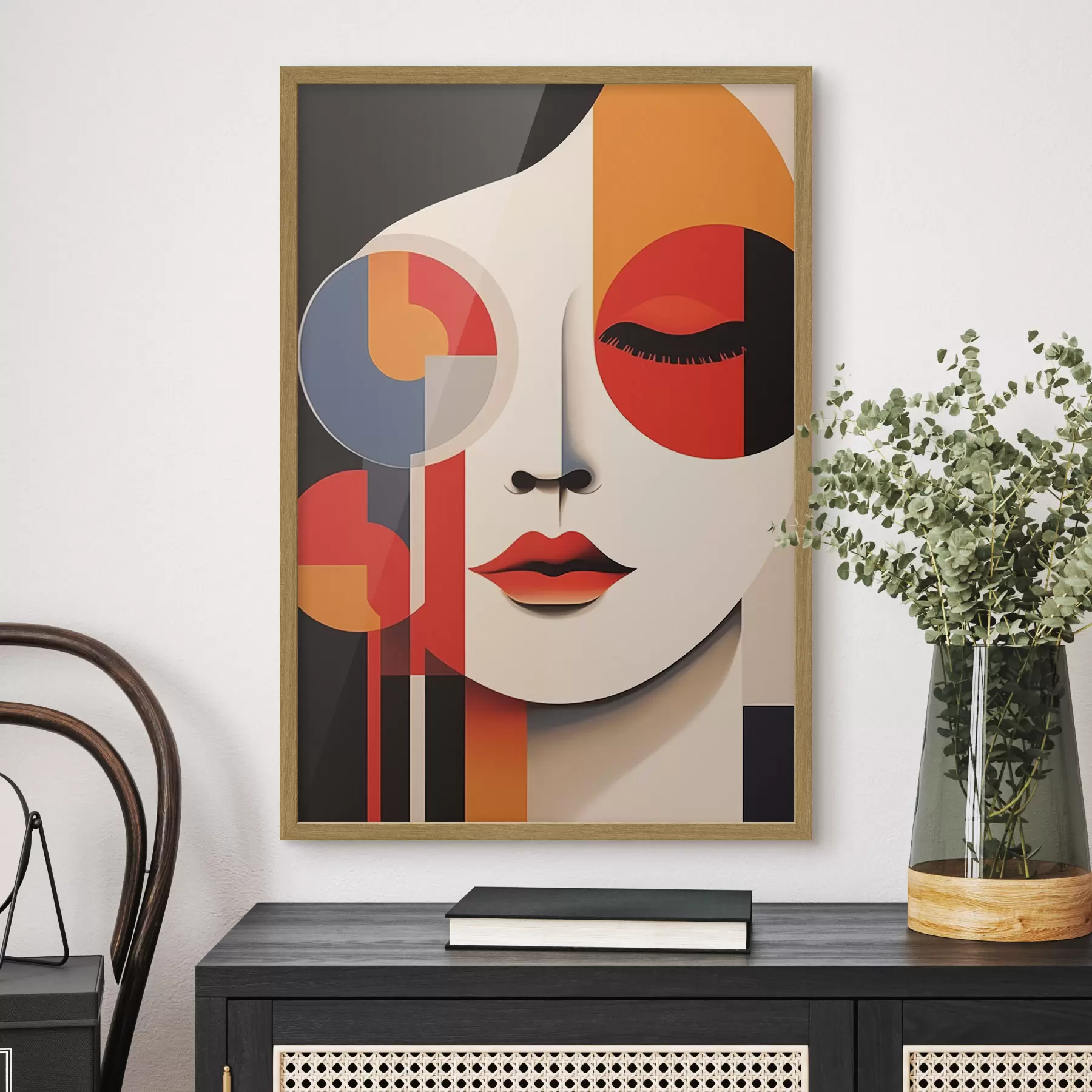 Papier peint Visage abstrait dans des formes géométriques f45086