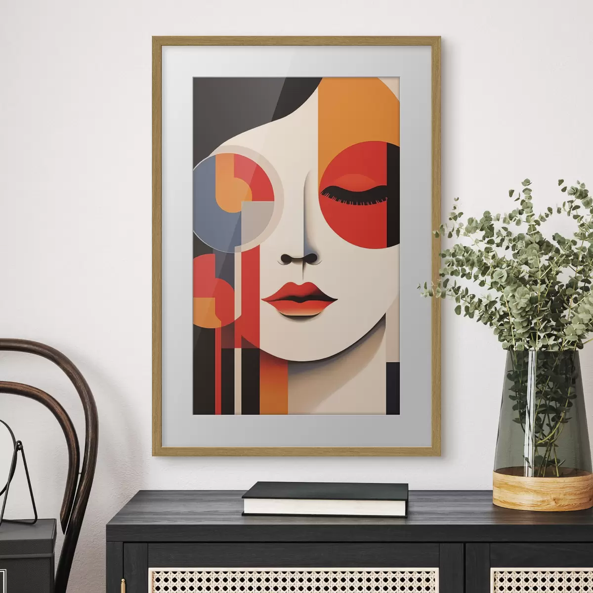 Poster Visage abstrait dans des formes géométriques f45086