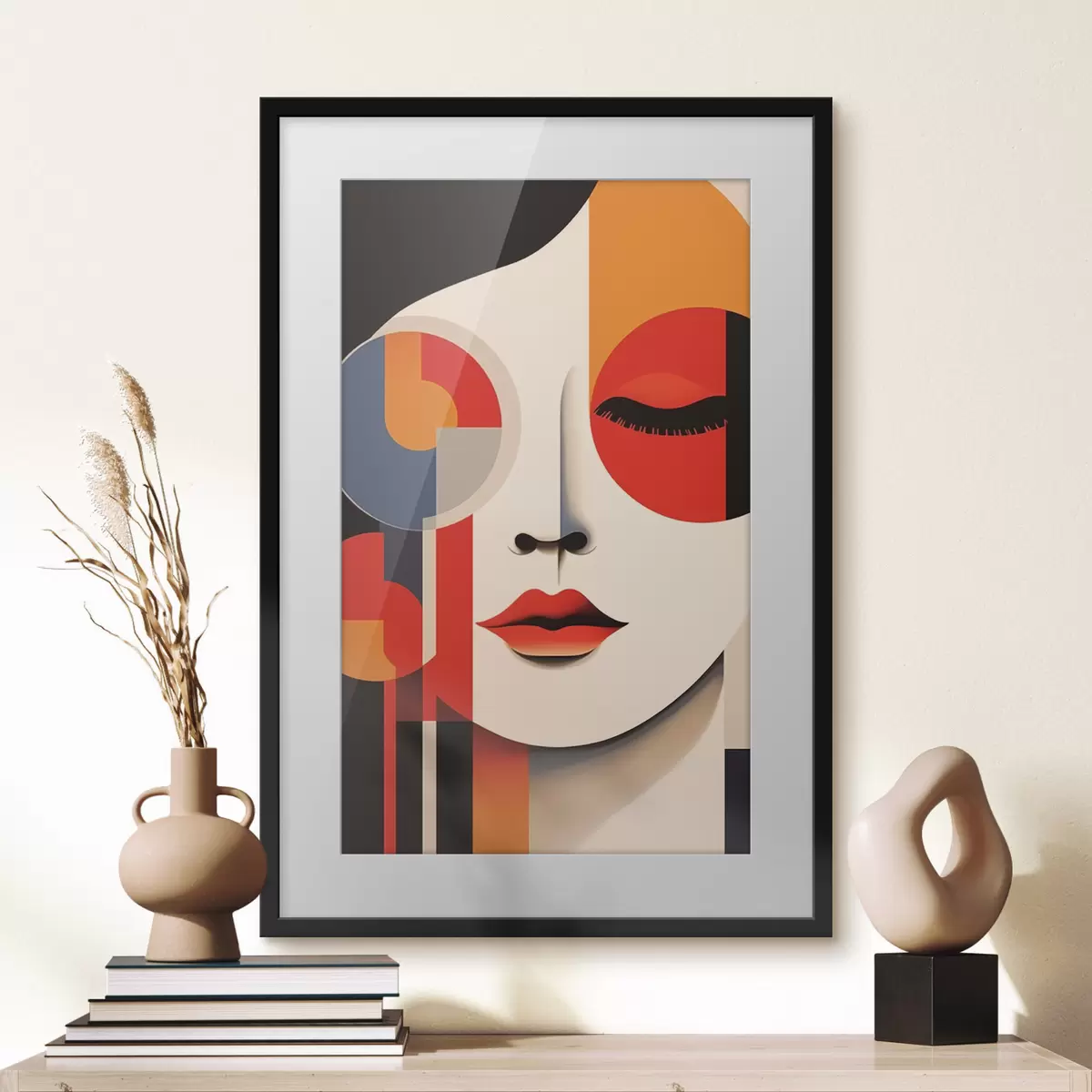 Poster Visage abstrait dans des formes géométriques f45086