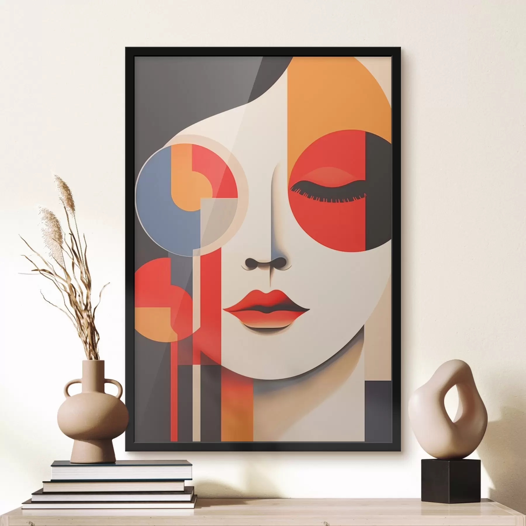 Papier peint Visage abstrait dans des formes géométriques f45086