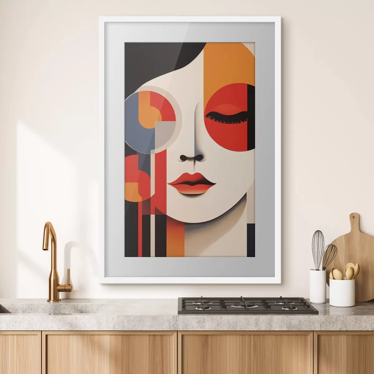Poster Visage abstrait dans des formes géométriques f45086