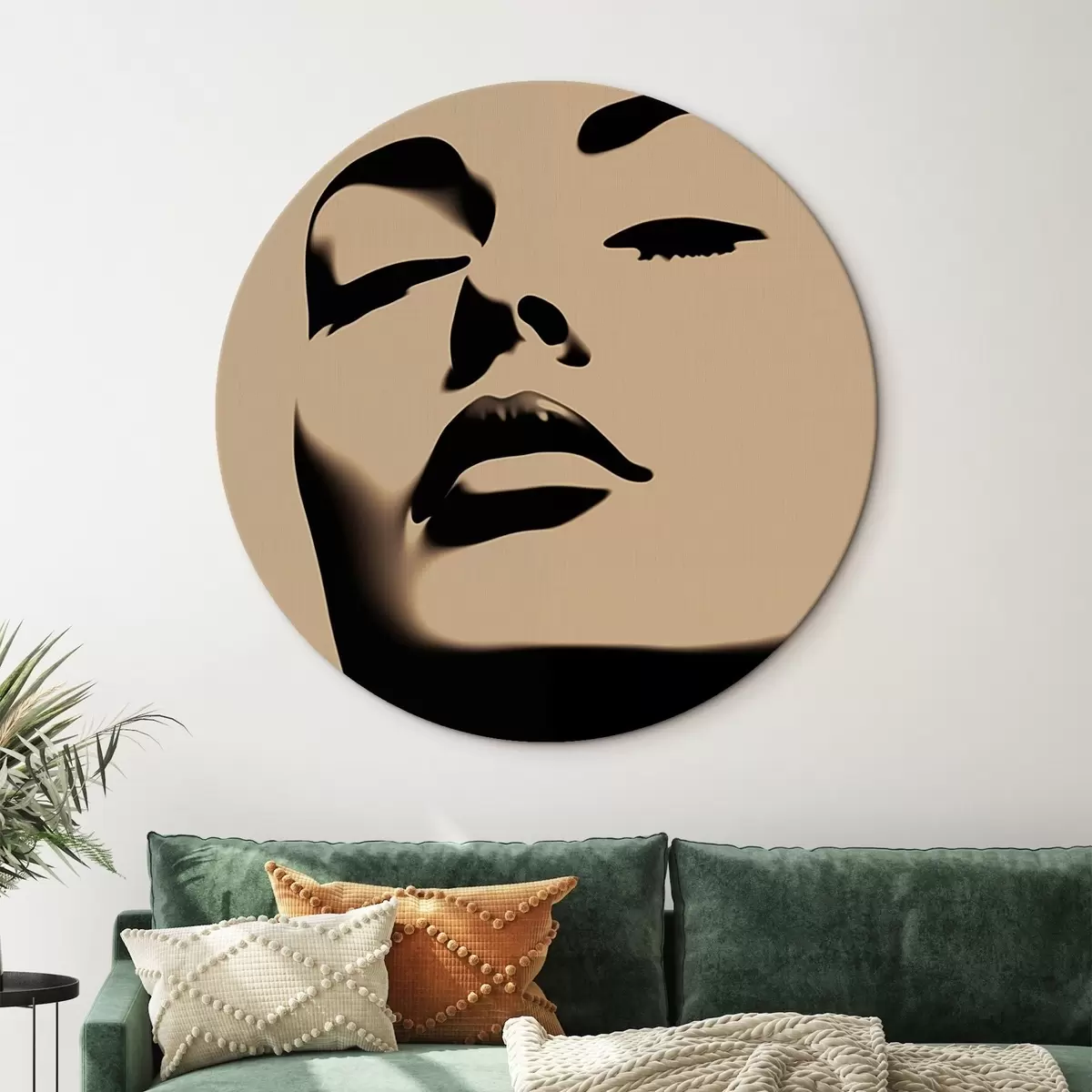 Tableaux rondes Silhouette d'un visage de femme r45071