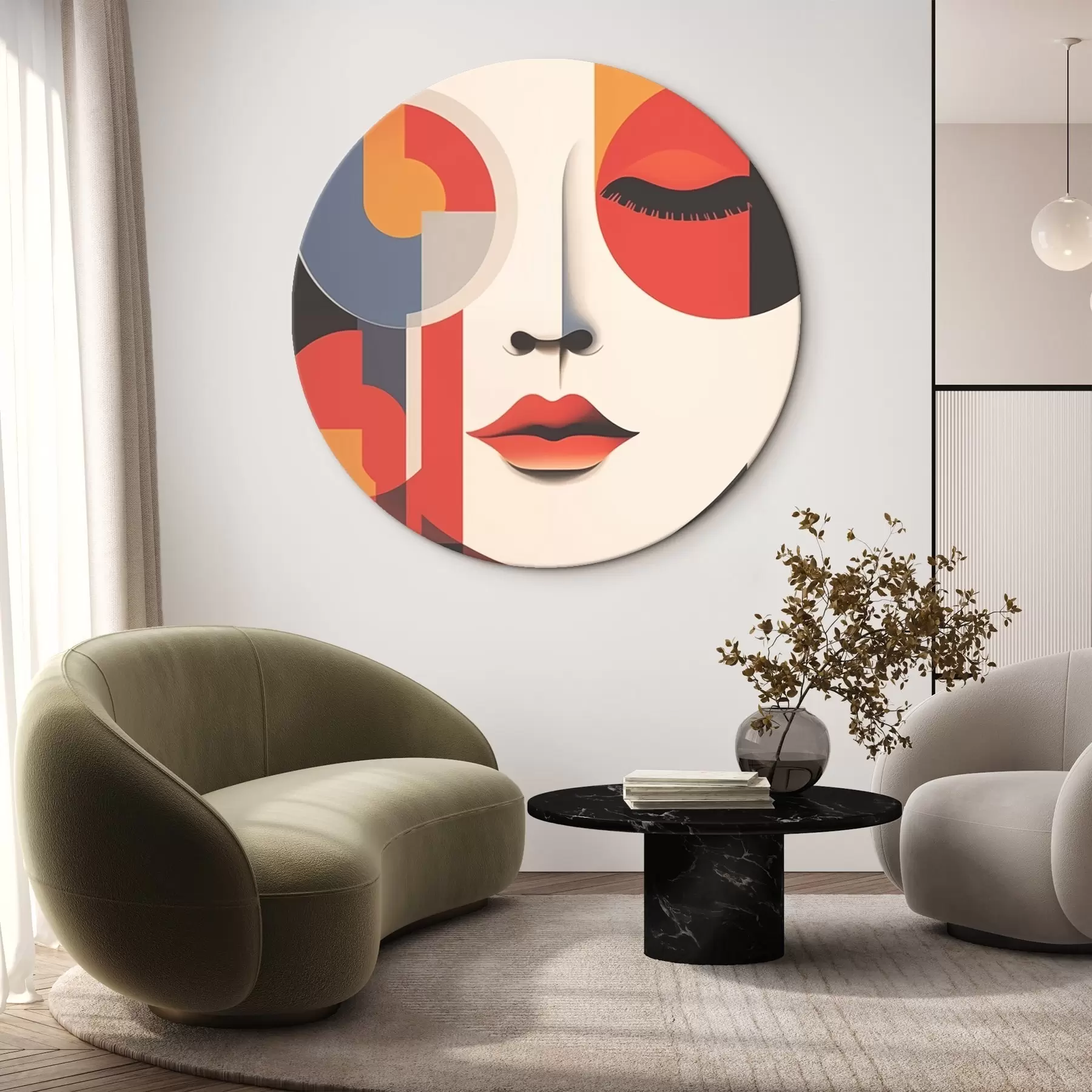 Tableau Visage abstrait dans des formes géométriques r45086