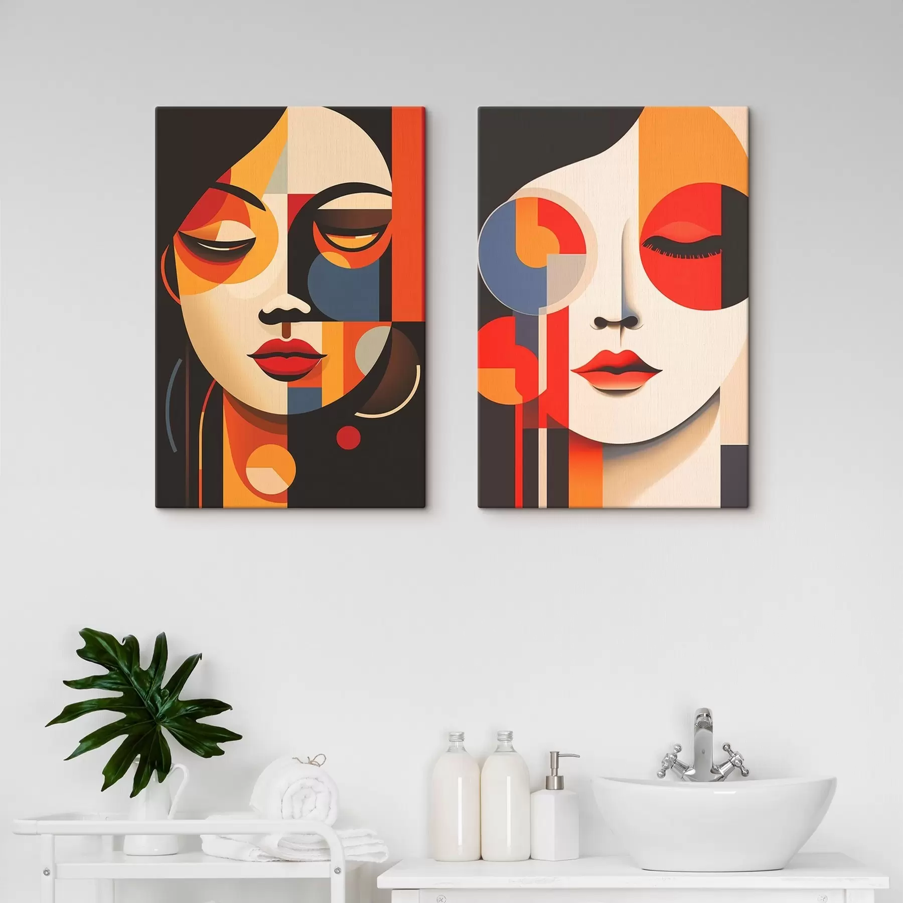 Tableau Portraits géométriques de femmes m00501