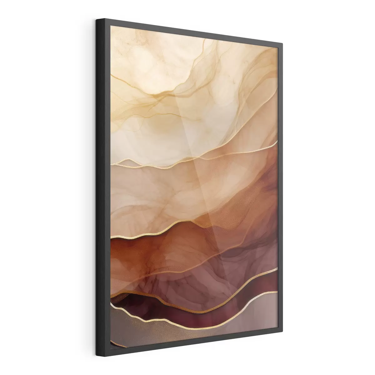 Poster fluide, sable, couches, minimal, lignes douces, tons chauds, naturel, mouvement f45090