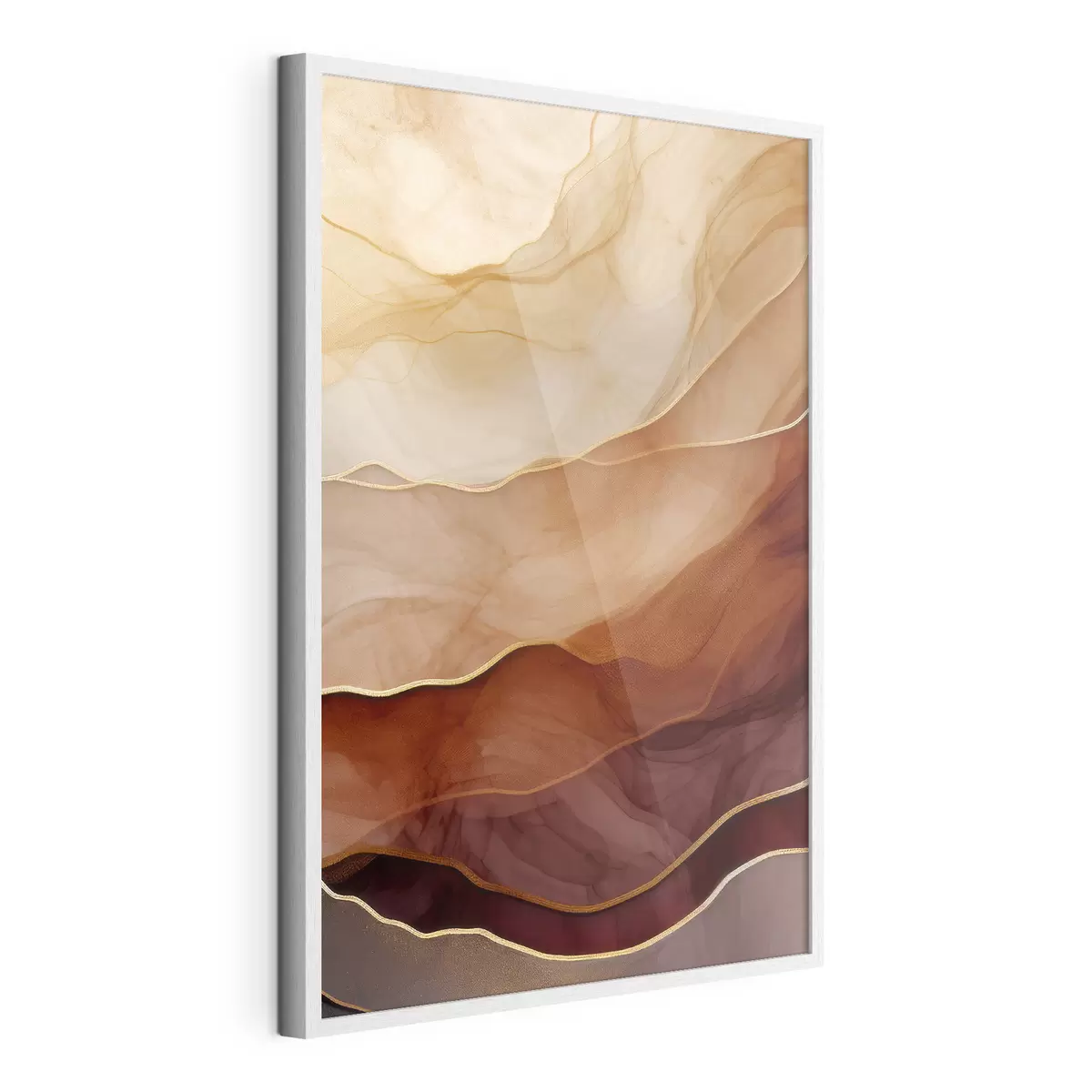 Poster fluide, sable, couches, minimal, lignes douces, tons chauds, naturel, mouvement f45090