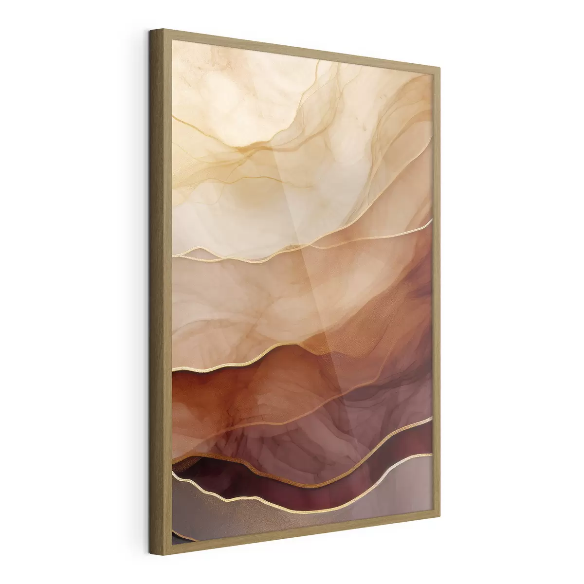 Poster fluide, sable, couches, minimal, lignes douces, tons chauds, naturel, mouvement f45090