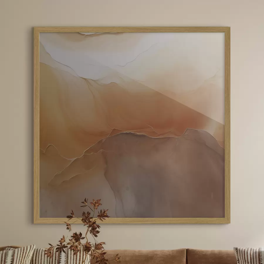 Papier peint abstrait neutre, couleurs sable, courbes douces, texture visuelle, effet de flux f45108