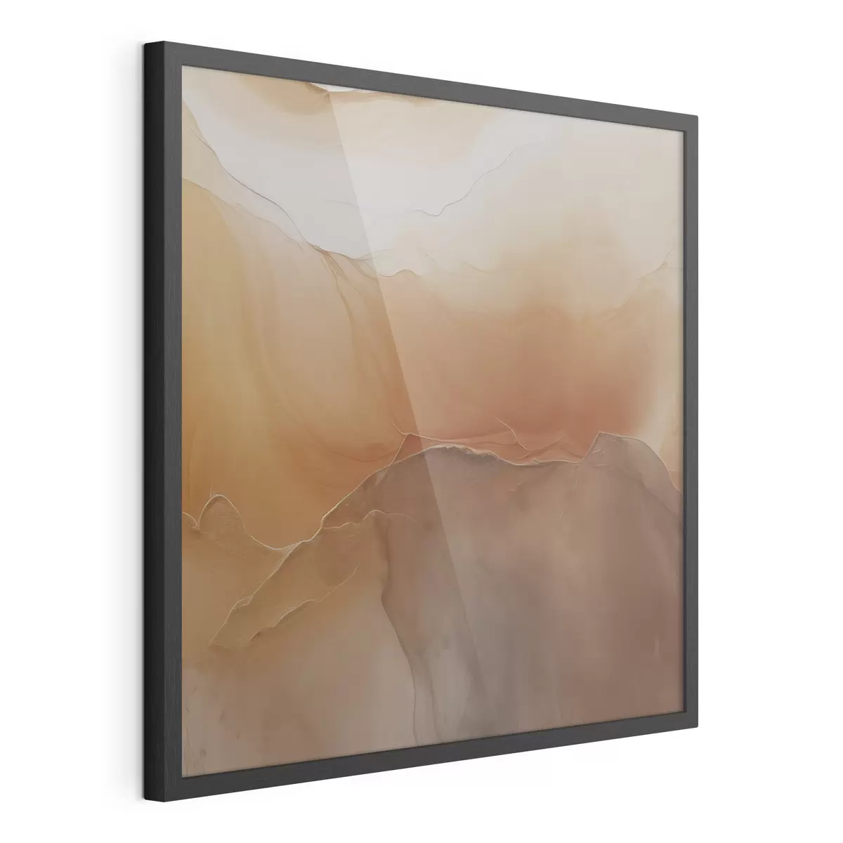 Poster abstrait neutre, couleurs sable, courbes douces, texture visuelle, effet de flux f45108