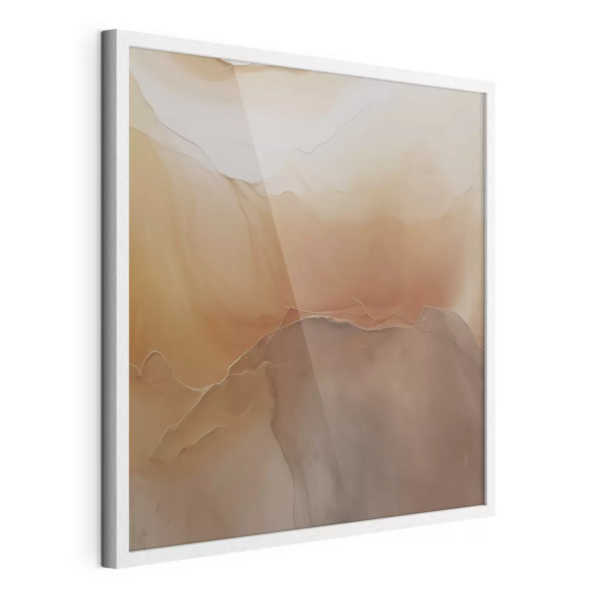 Poster abstrait neutre, couleurs sable, courbes douces, texture visuelle, effet de flux f45108