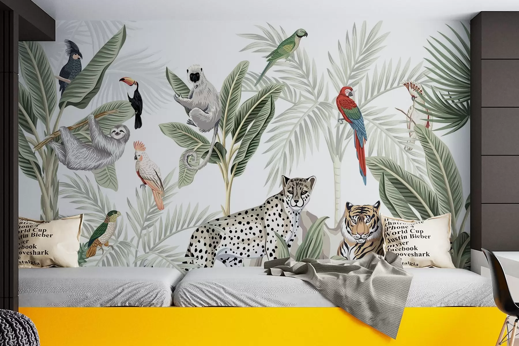 Papier peint Animaux et oiseaux dans la jungle w04268
