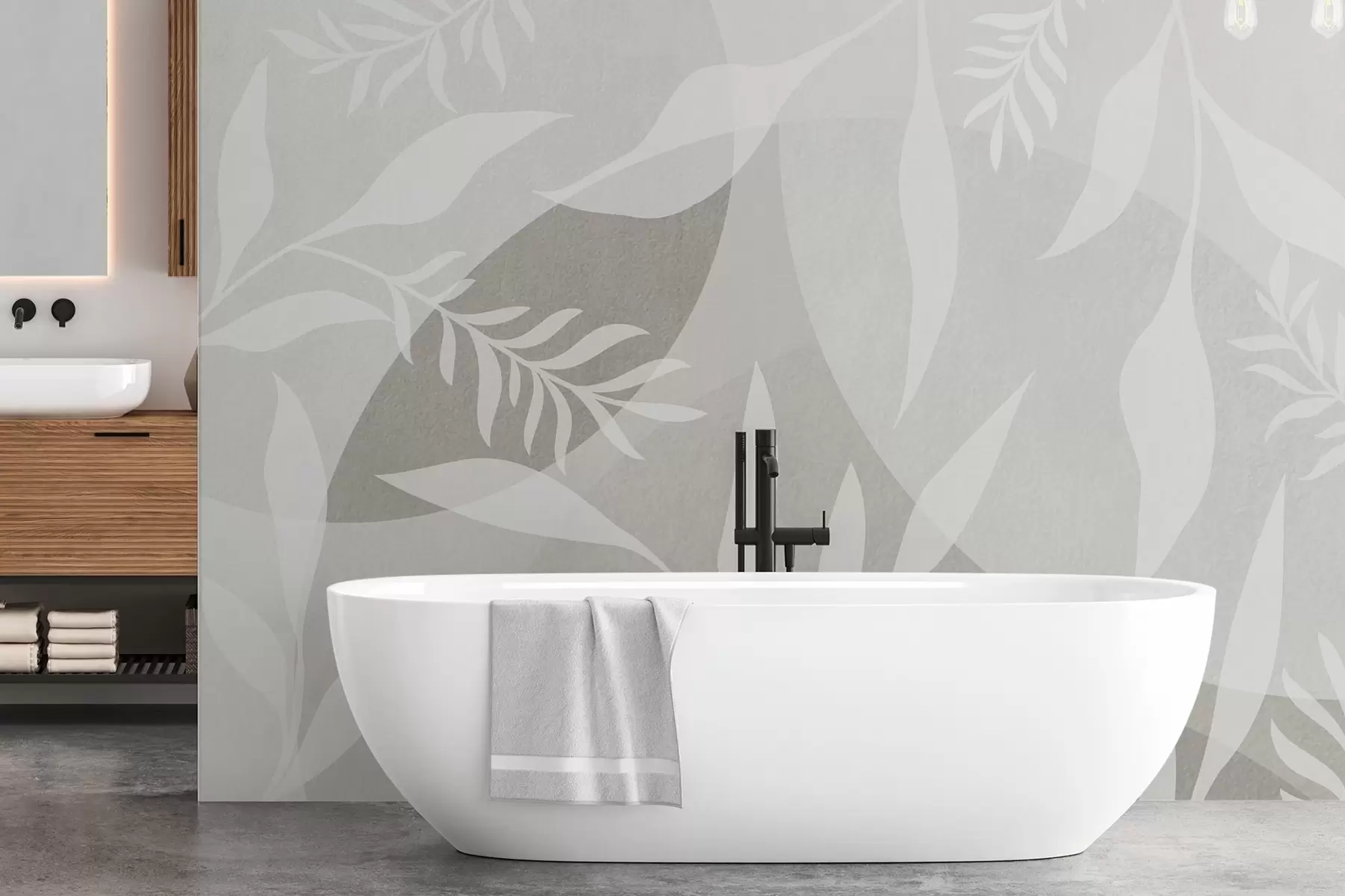 Papier peint Silhouettes de brindilles sur fond de cercles abstraits w04270