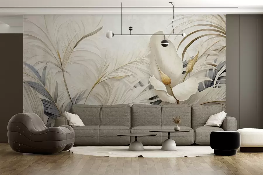 Papier peint Plantes tropicales sur un mur en béton w04249