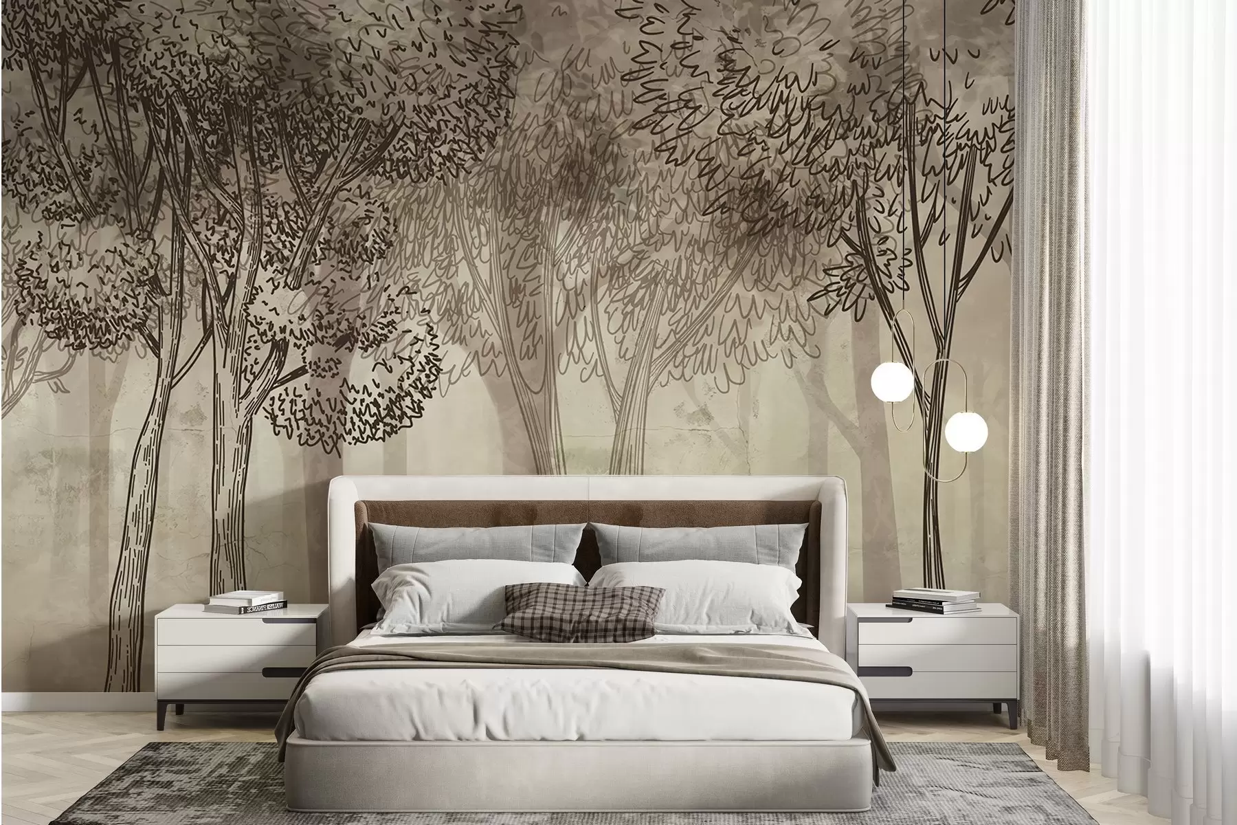 Papier peint Arbres luxuriants et feuillus w04251