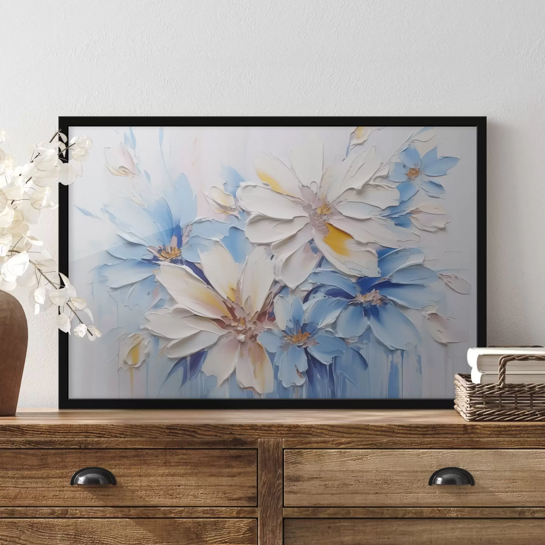 Papier peint Fleurs abstraites imitation coups de pinceau f45115