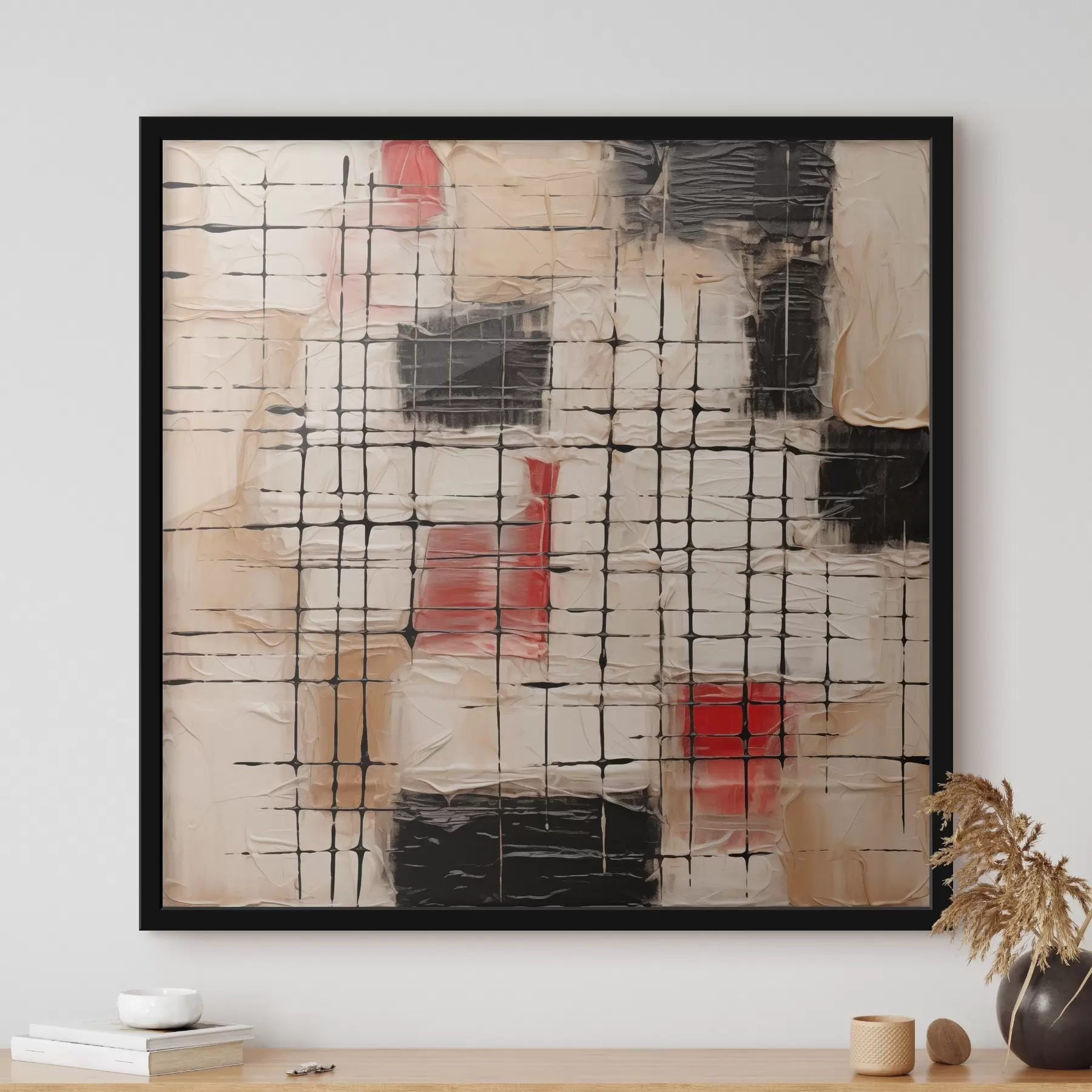 Papier peint Abstraction avec lignes et imitation de coups de pinceau f45122