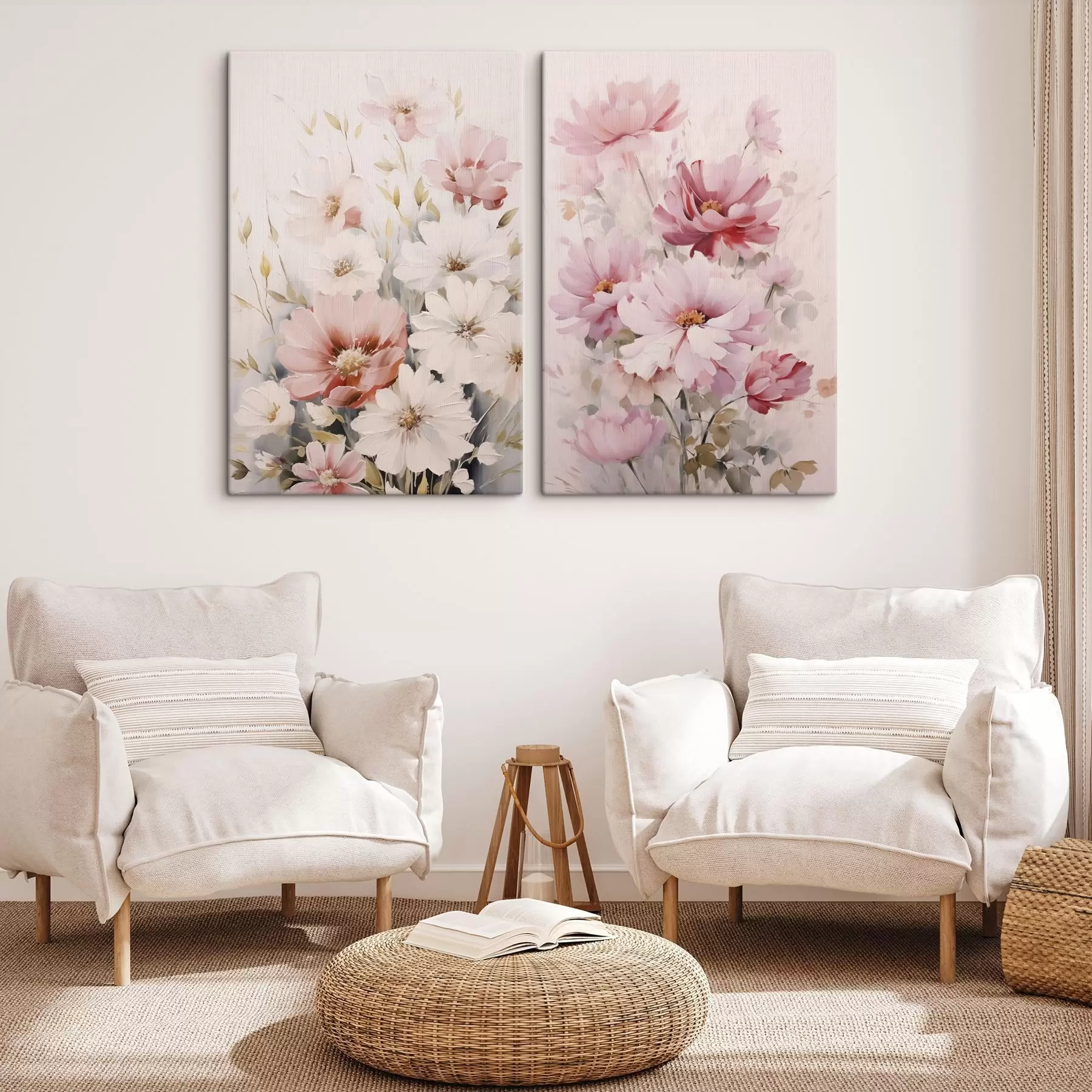 Tableau Peinture imitation fleurs délicates m00504