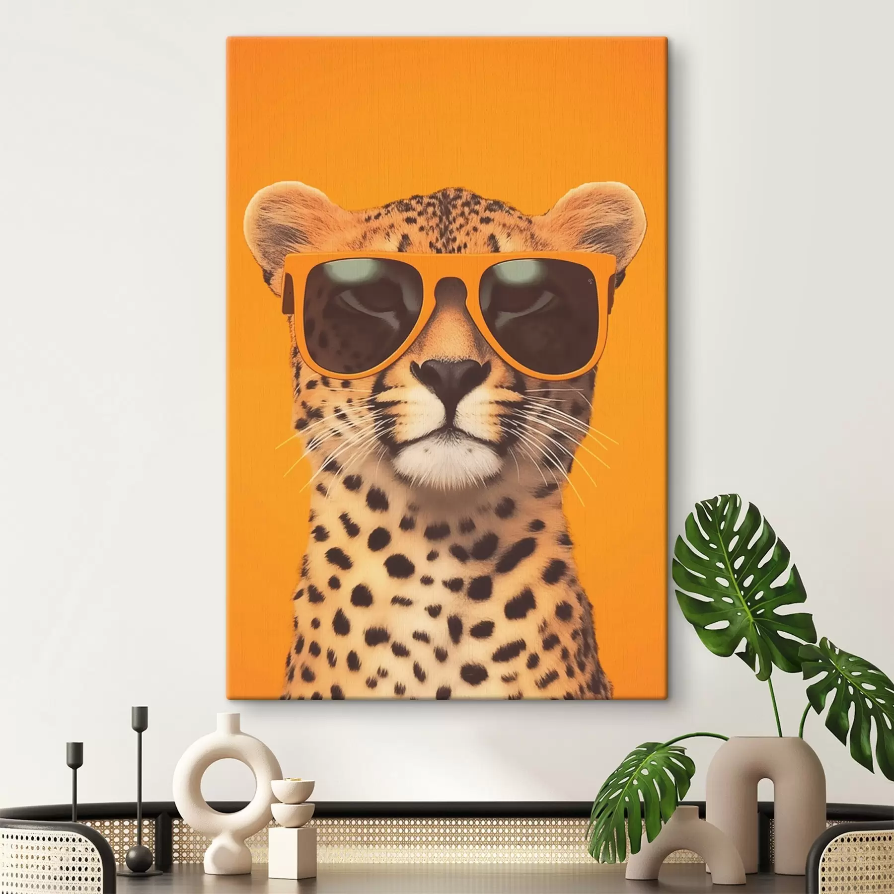 Tableau Guépard avec lunettes de soleil s45144