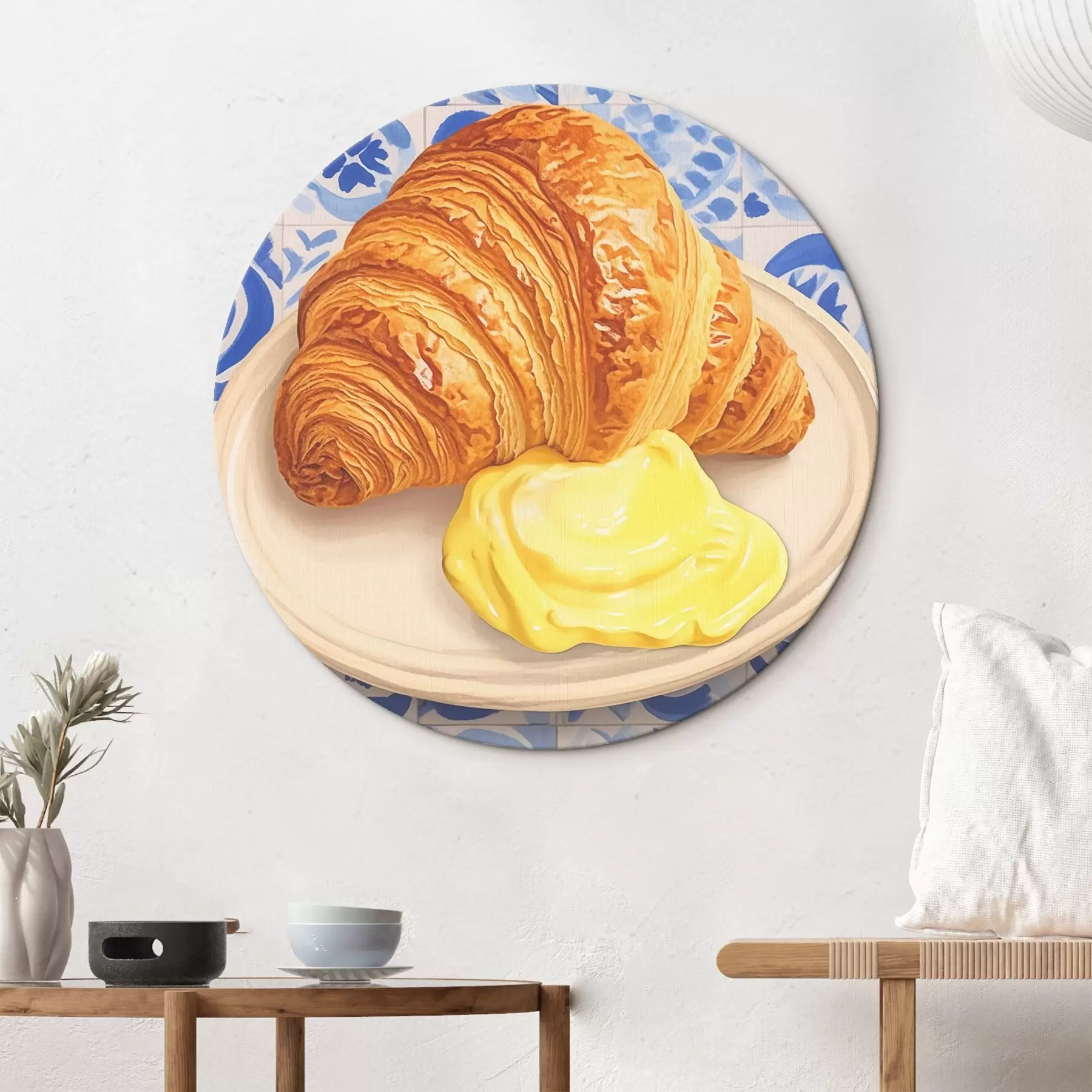 Tableau Croissant au beurre sur une assiette r45146