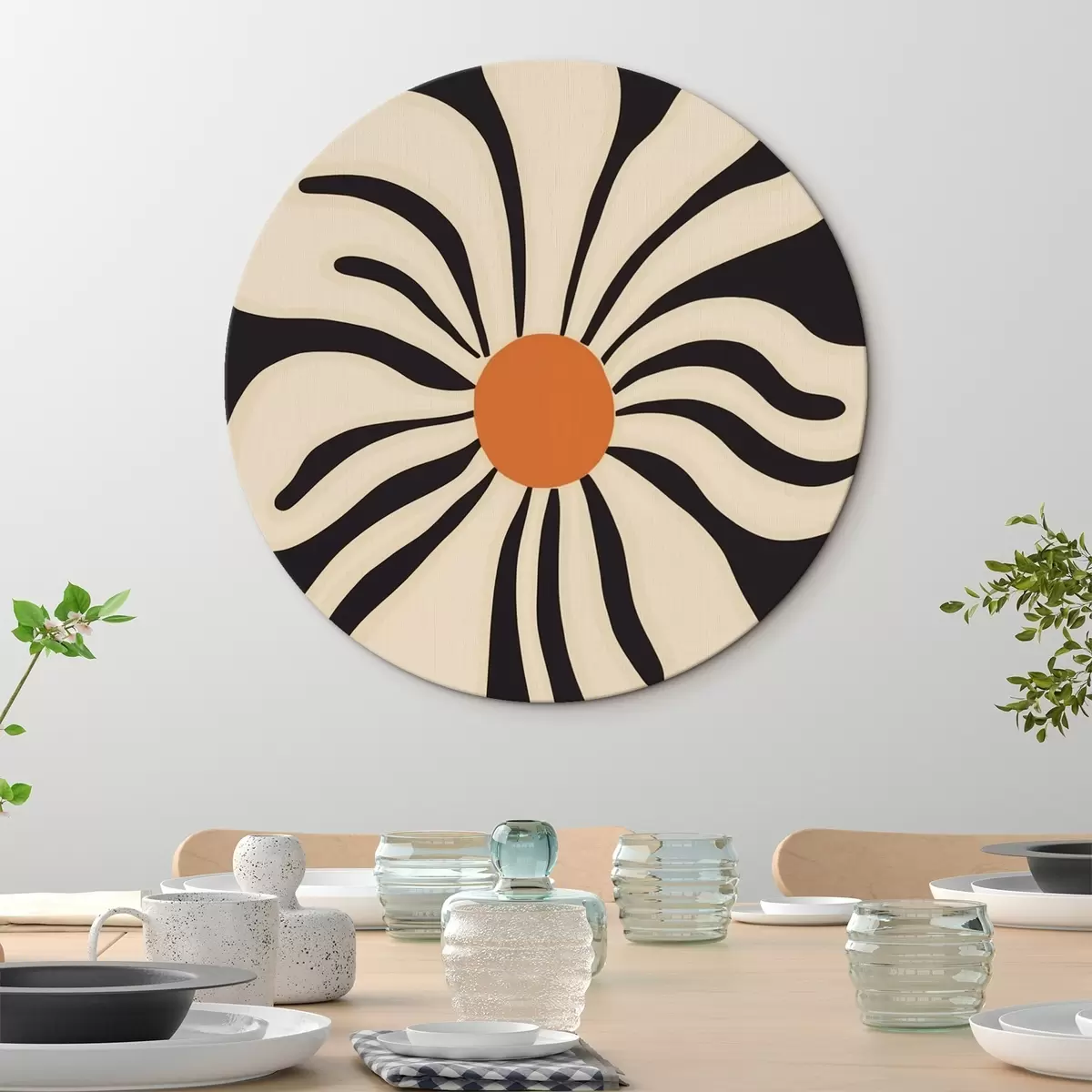 Tableaux rondes Fleur stylisée r45150