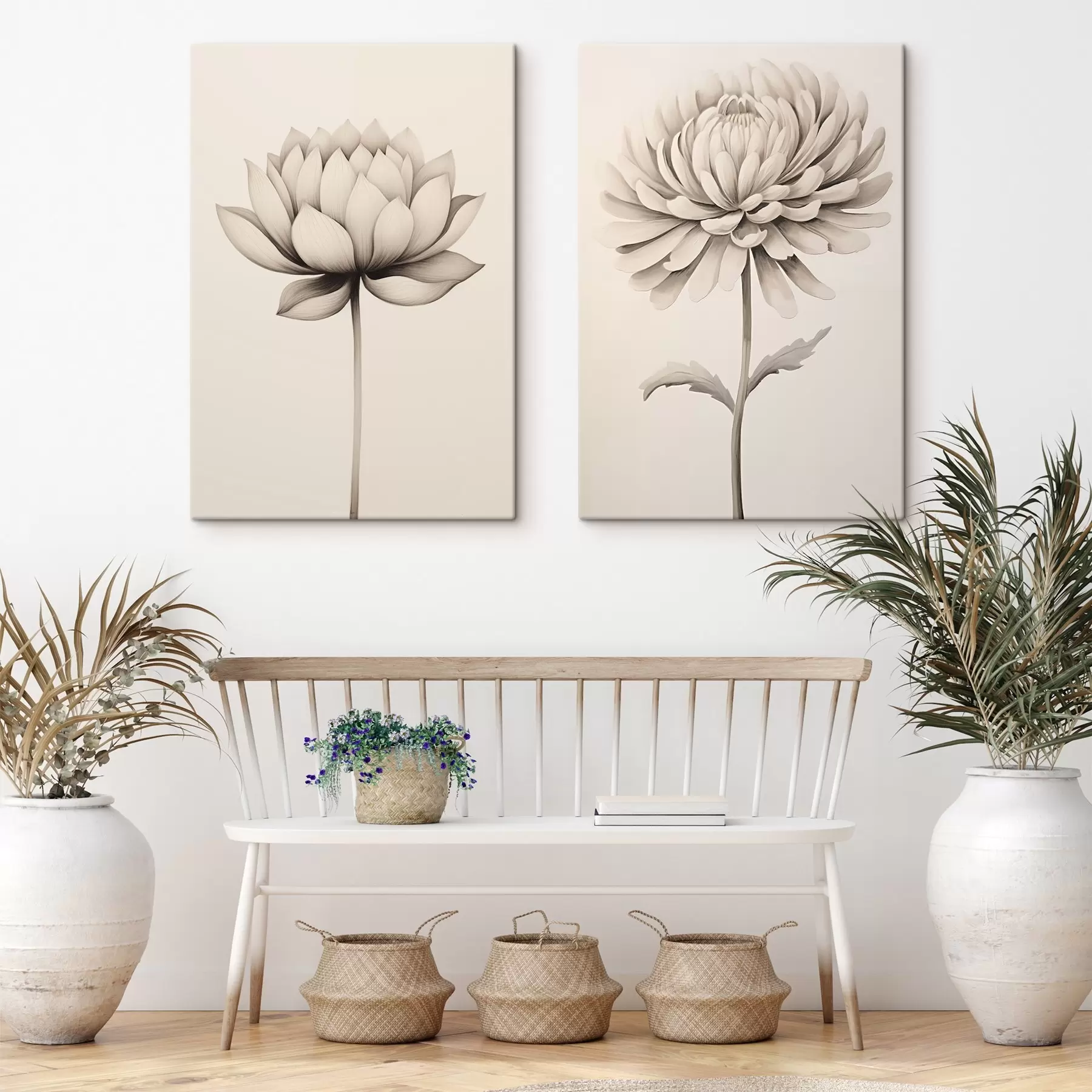Tableau Lotus et chrysanthème m00475