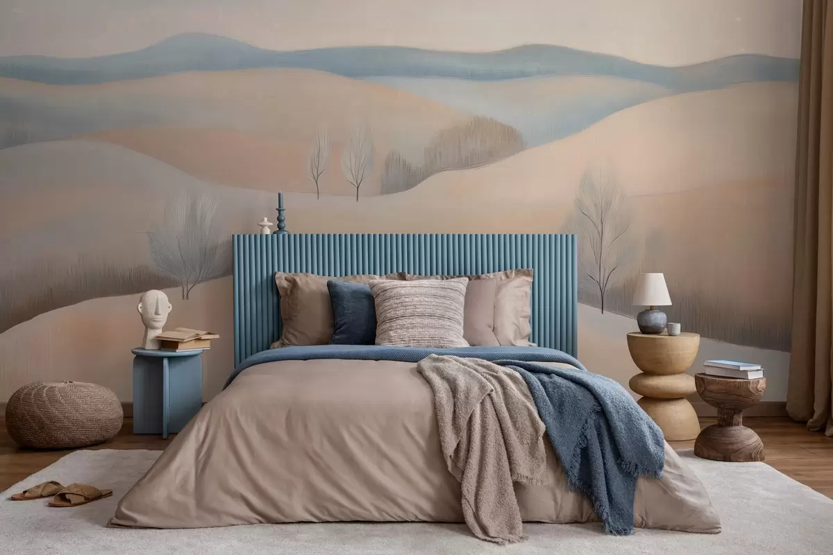 Papier peint paysage dans le style d'un dessin au pastel w04077