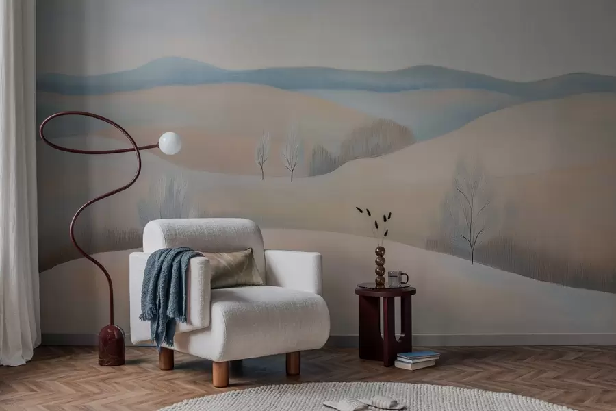 Papier peint paysage dans le style d'un dessin au pastel w04077