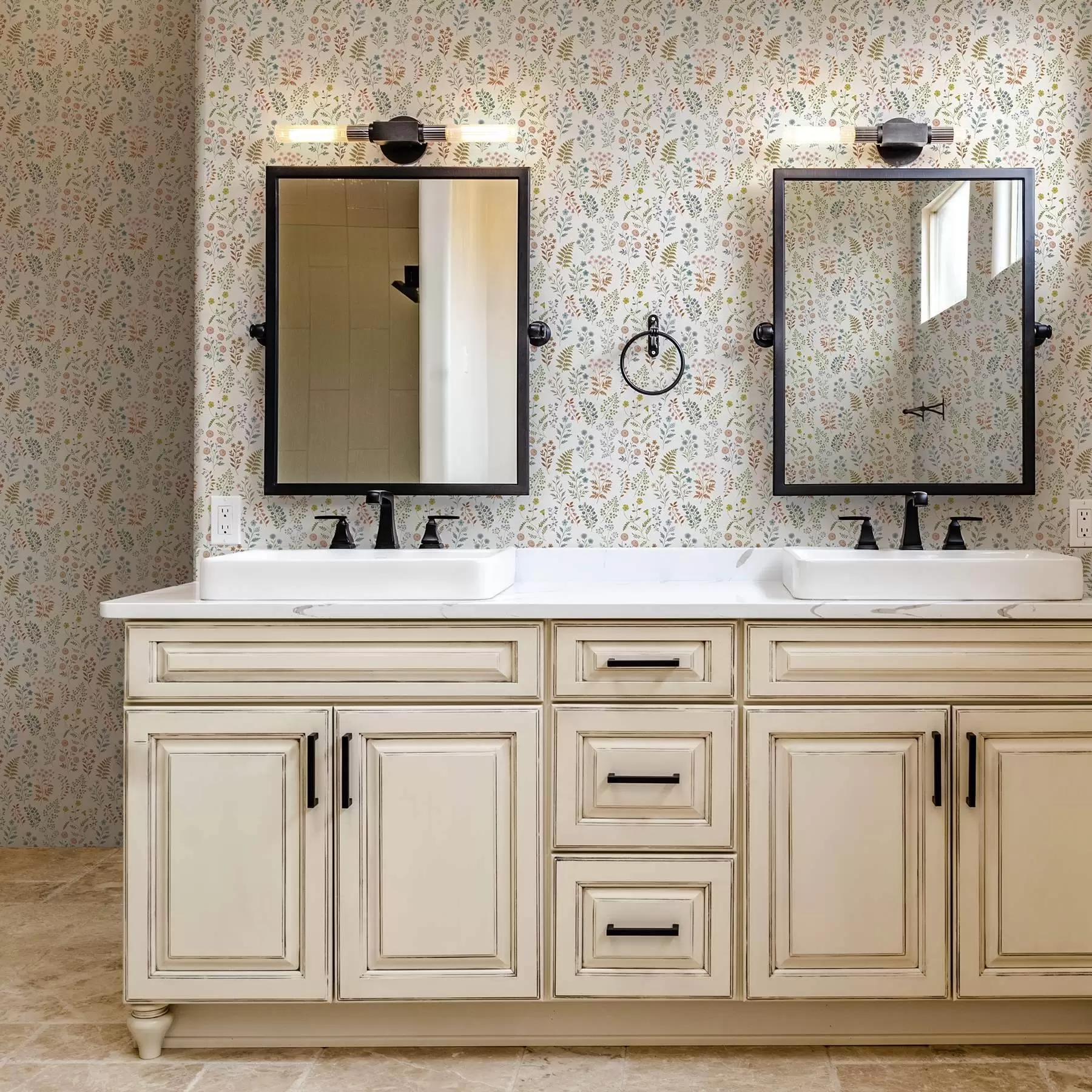 Papier peint Plantes colorées sur fond blanc à carreaux a00413