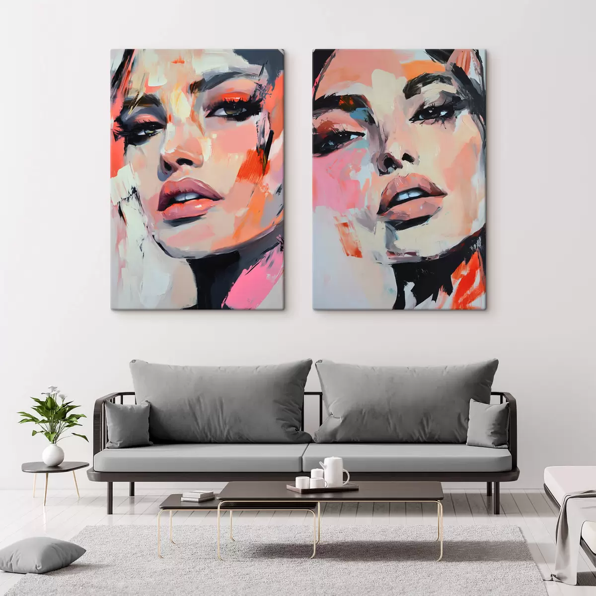Tableau Portraits de femmes avec des traits d'imitation m00508