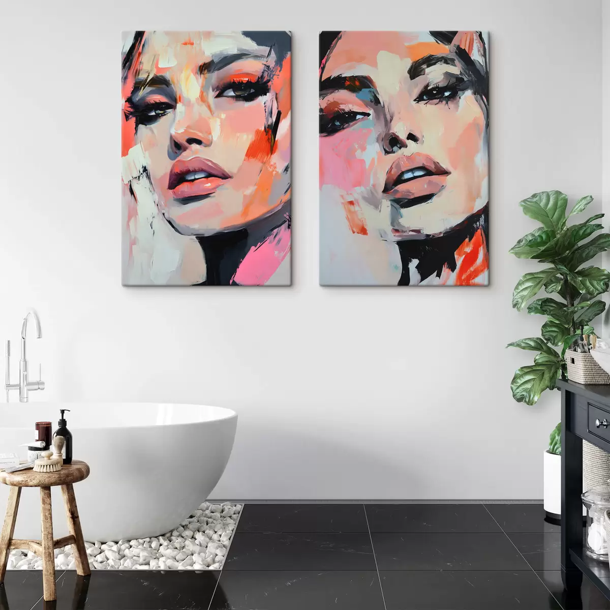 Tableau Portraits de femmes avec des traits d'imitation m00508
