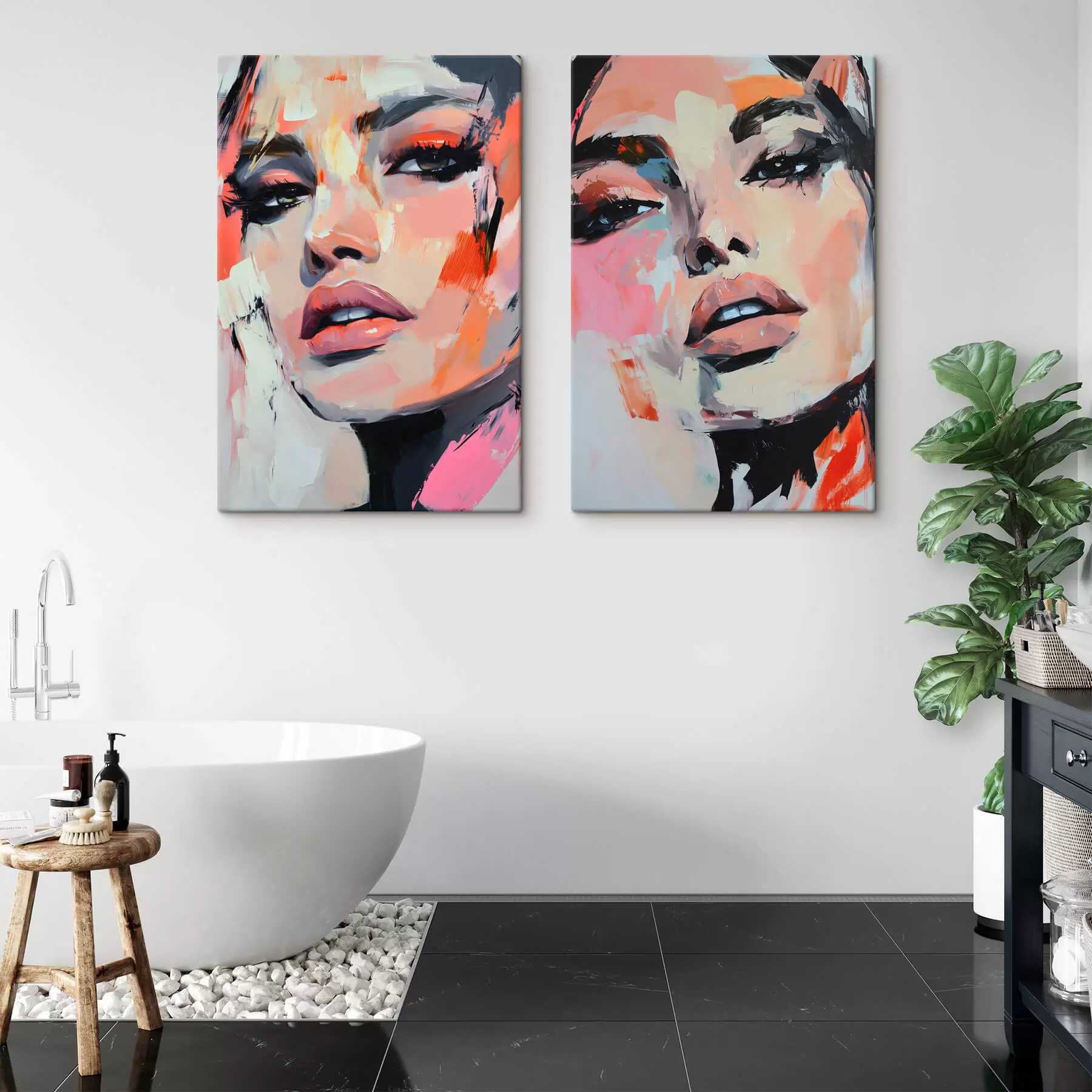Tableau Portraits de femmes avec des traits d'imitation m00508