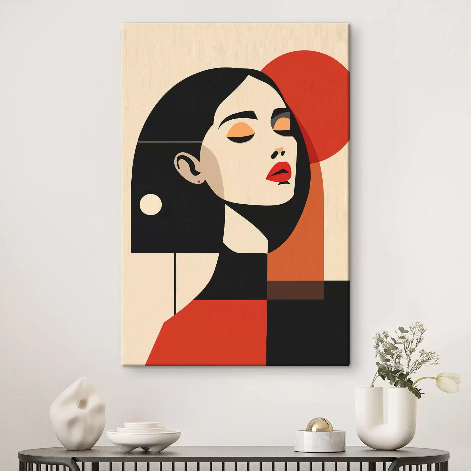Tableau Portrait abstrait d'une femme dans le style Bauhaus s45166