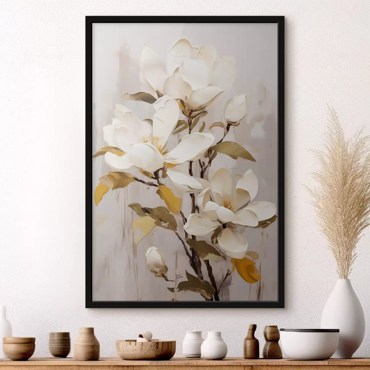 Poster Une branche abstraite avec Magnolia f44300