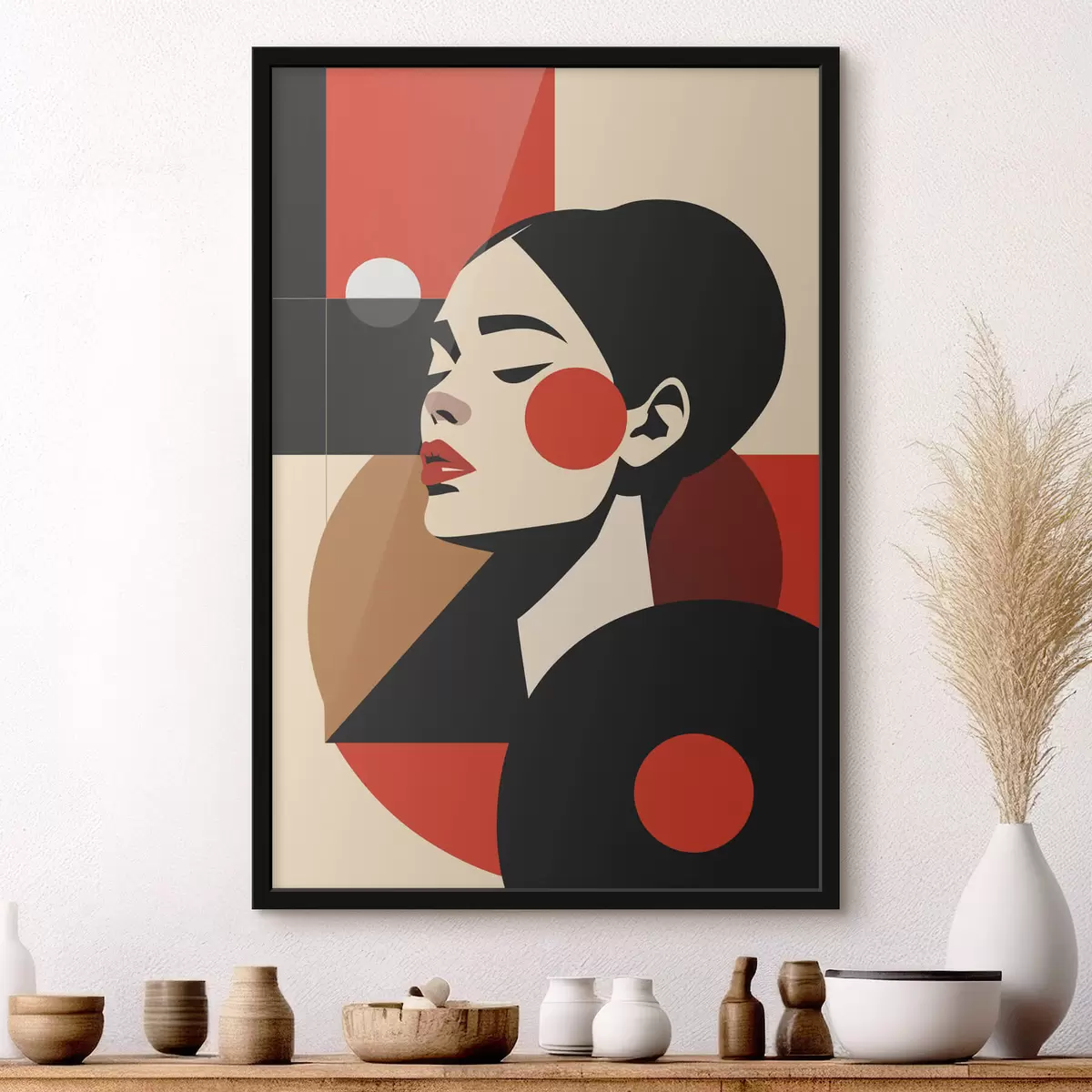Poster Portrait abstrait d'une femme dans le style Bauhaus f45165
