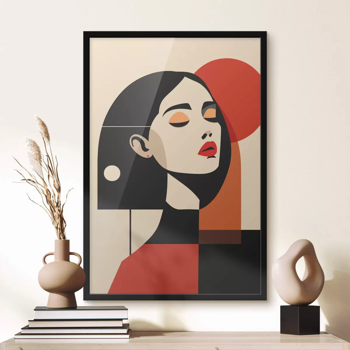 Poster Portrait abstrait d'une femme dans le style Bauhaus f45166
