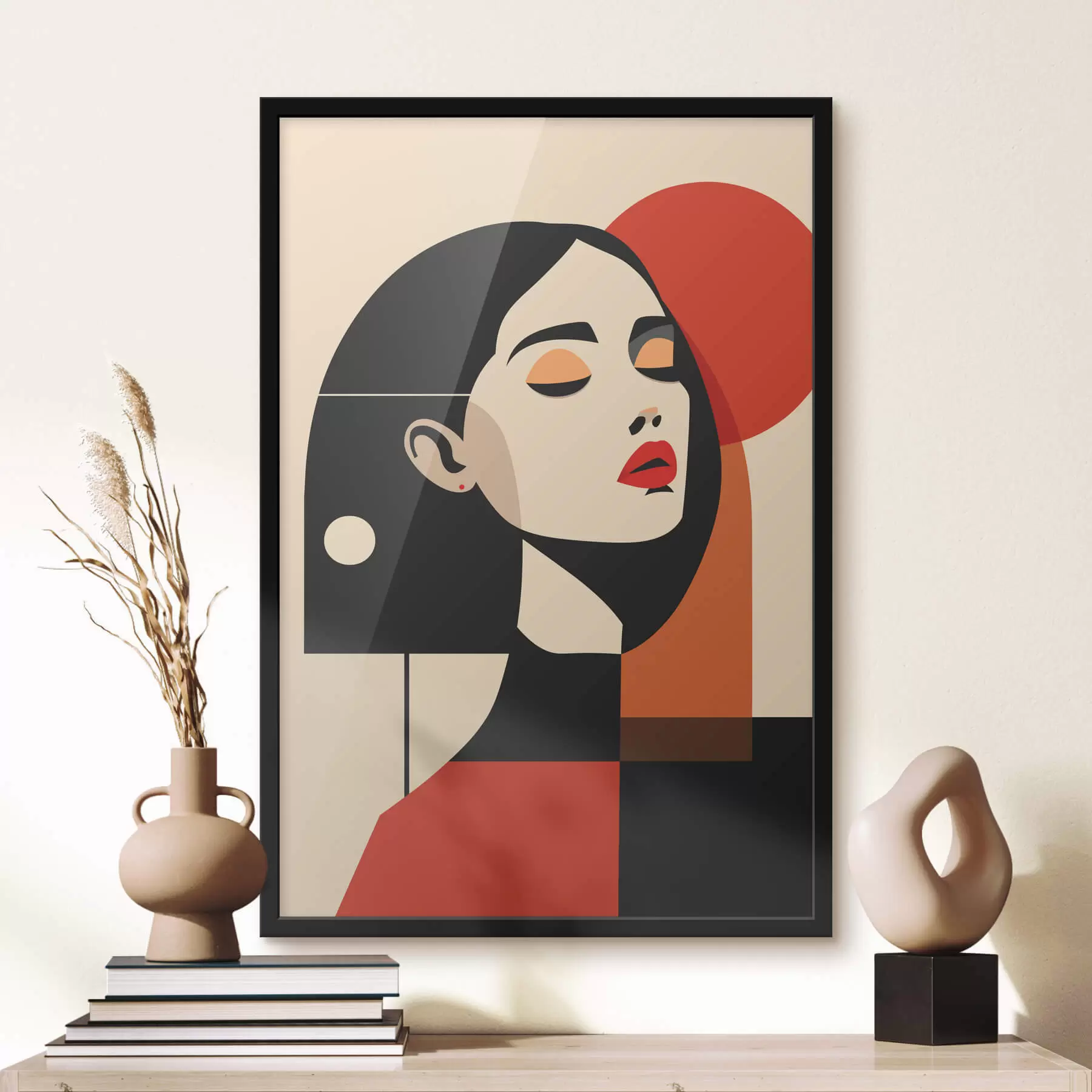 Papier peint Portrait abstrait d'une femme dans le style Bauhaus f45166
