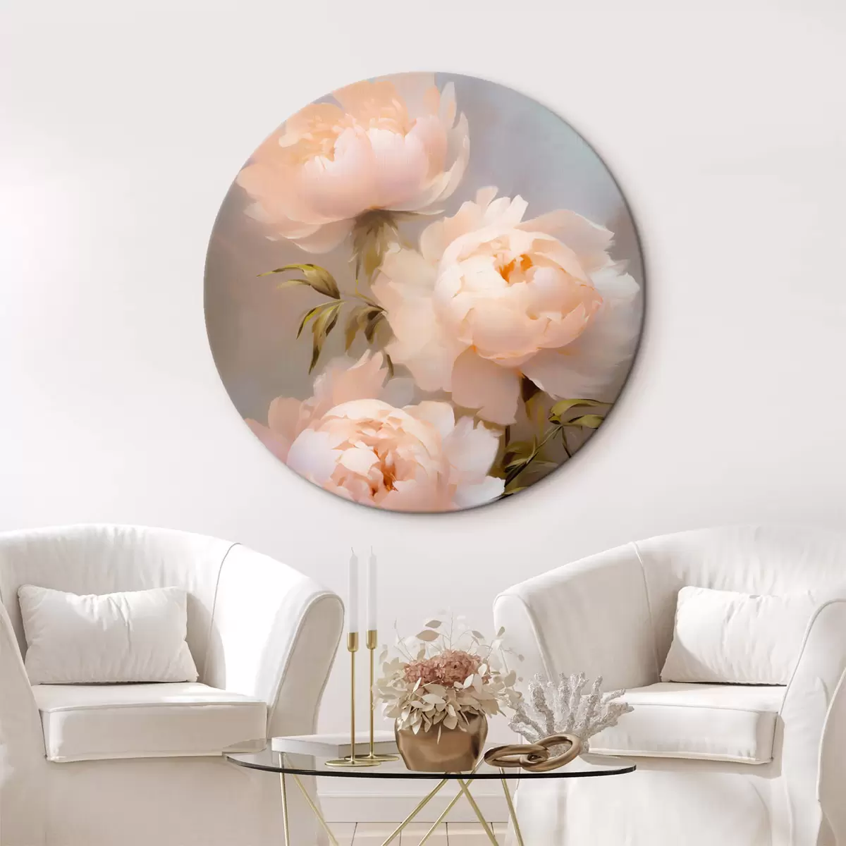 Tableaux rondes Un bouquet de pivoines r44414