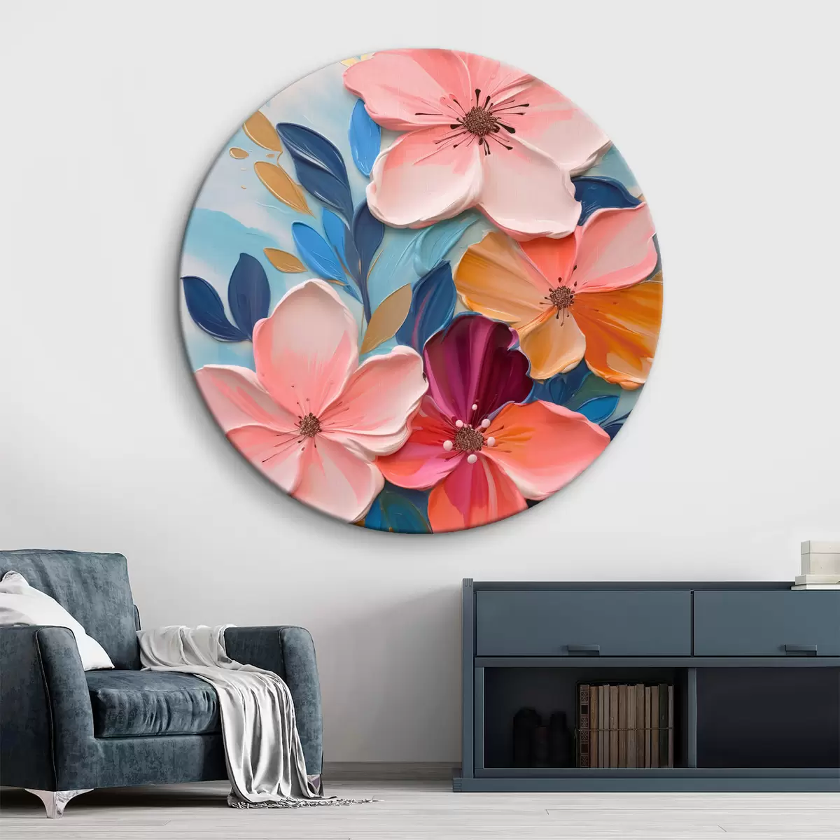 Tableaux rondes Fleurs abstraites colorées r45064