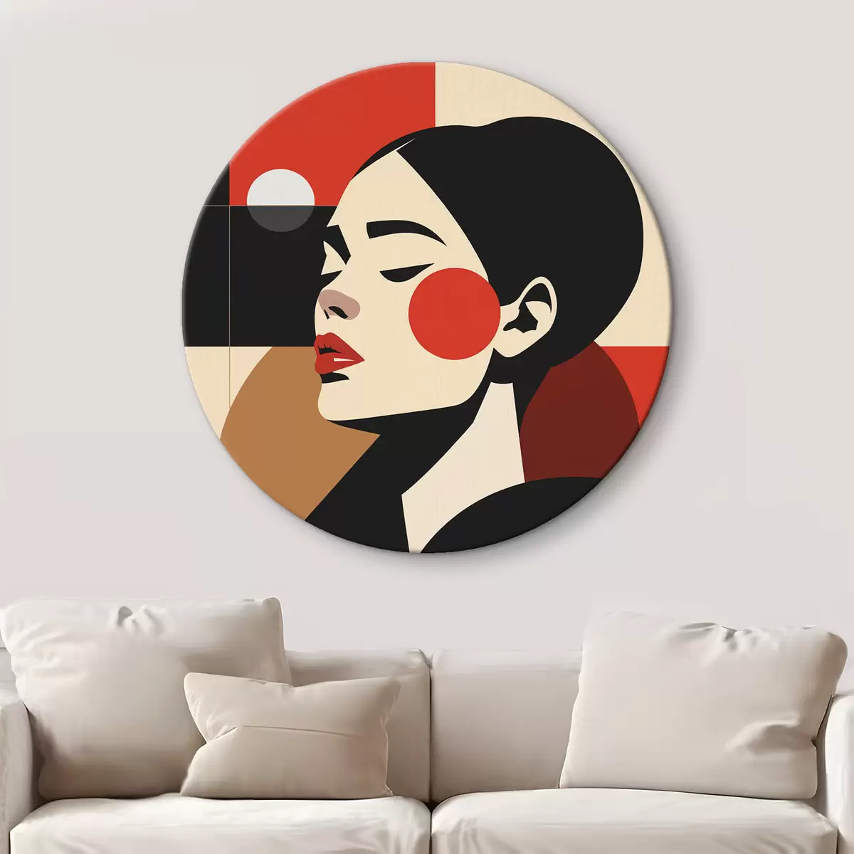 Tableaux rondes Portrait abstrait d'une femme dans le style Bauhaus r45165