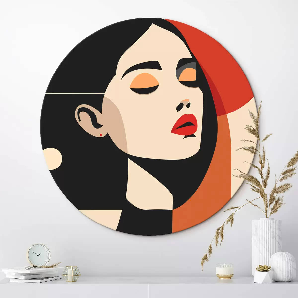 Tableaux rondes Portrait abstrait d'une femme dans le style Bauhaus r45166