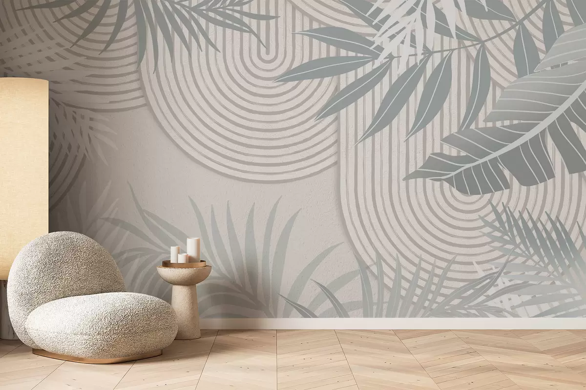 Papier peint Abstraction avec des branches de plantes w04295